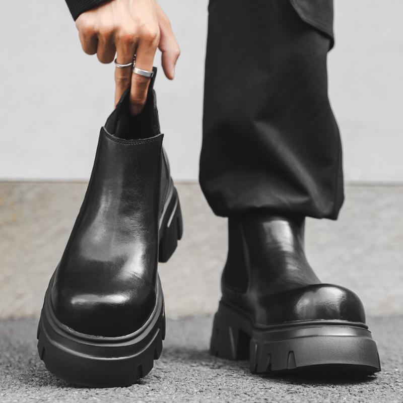 Мужская мода в английском стиле, панк-рок, ботинки челси, дизайнерская обувь, ковбойские ботинки из натуральной кожи, крутые ботильоны на платформе