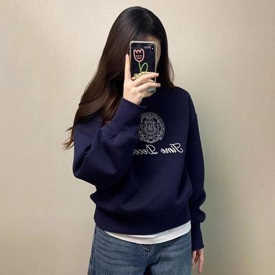 Свитшот для женщин хлопковый свободный большой размер с длинным рукавом утолщенный удобный круглый вырез повседневный пуловер топ свитшот