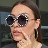 Новый Модный Бренд Роскошные Дизайнерские Солнцезащитные Очки со Стразами Женские Бриллиантовые Круглые Оверсайз Очки Топ Дорожные Вечерние Солнцезащитные Очки