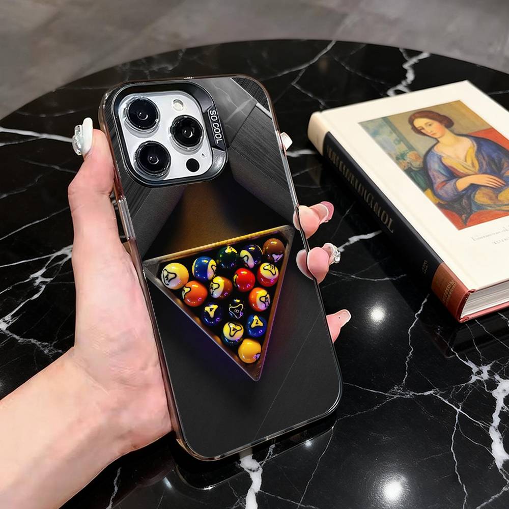 Чехол для телефона с эстетикой бильярда 8 шаров Для iPhone 17,16,15,14,13,12,11 Plus,Pro Max,XS,Красочный Серебристый Чехол для телефона Funda Cover