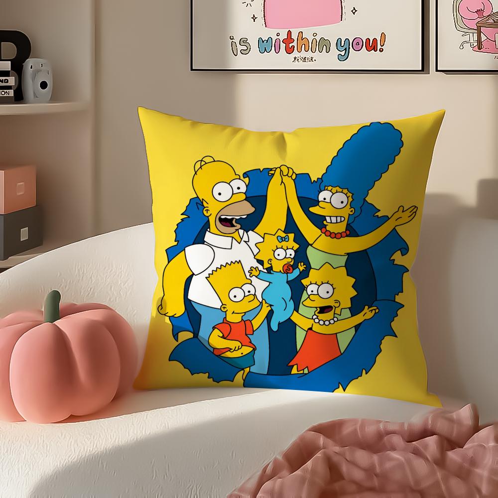 Funny Cartoon TThe Simpsons Cushion Cover Pillowcase Short Plush Invisible zipper Room Sofa Cushion Cover