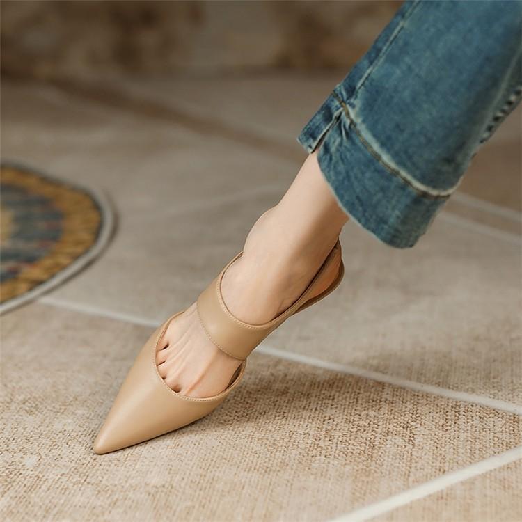 Мягкие кожаные босоножки-мешки женские на тонком каблуке с острым носком пустая фея ветер 2025 весна и лето высокие каблуки женские