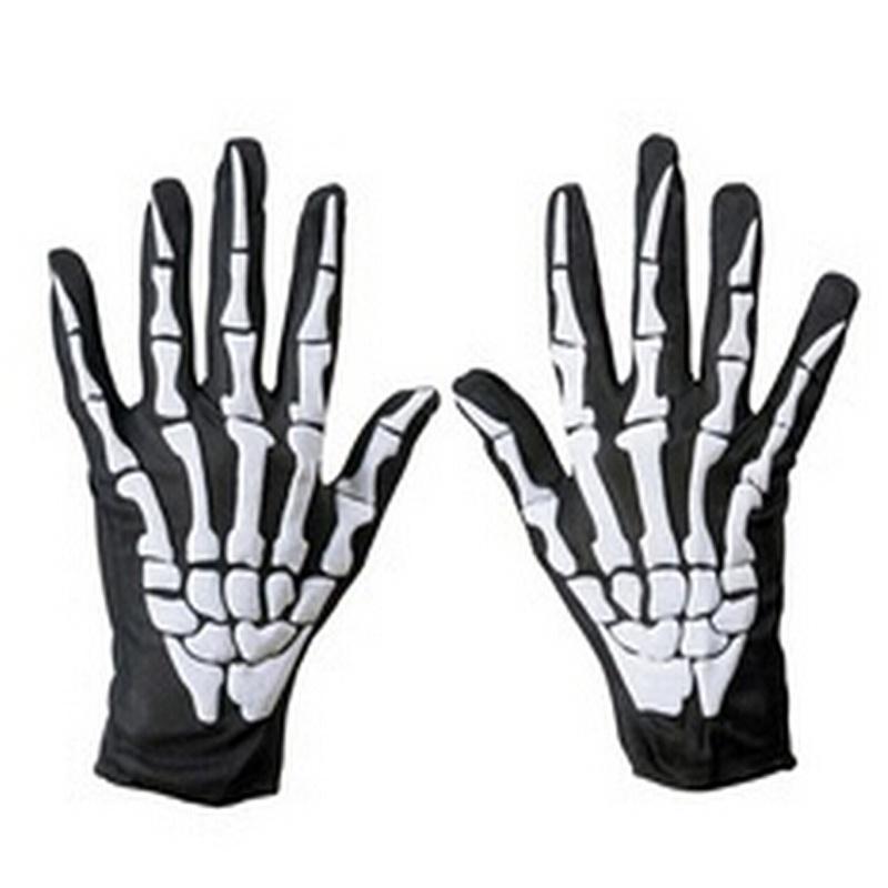 Halloween Skull Bone Skeleton Goth Racing Full Finger Gloves Fashion Sale