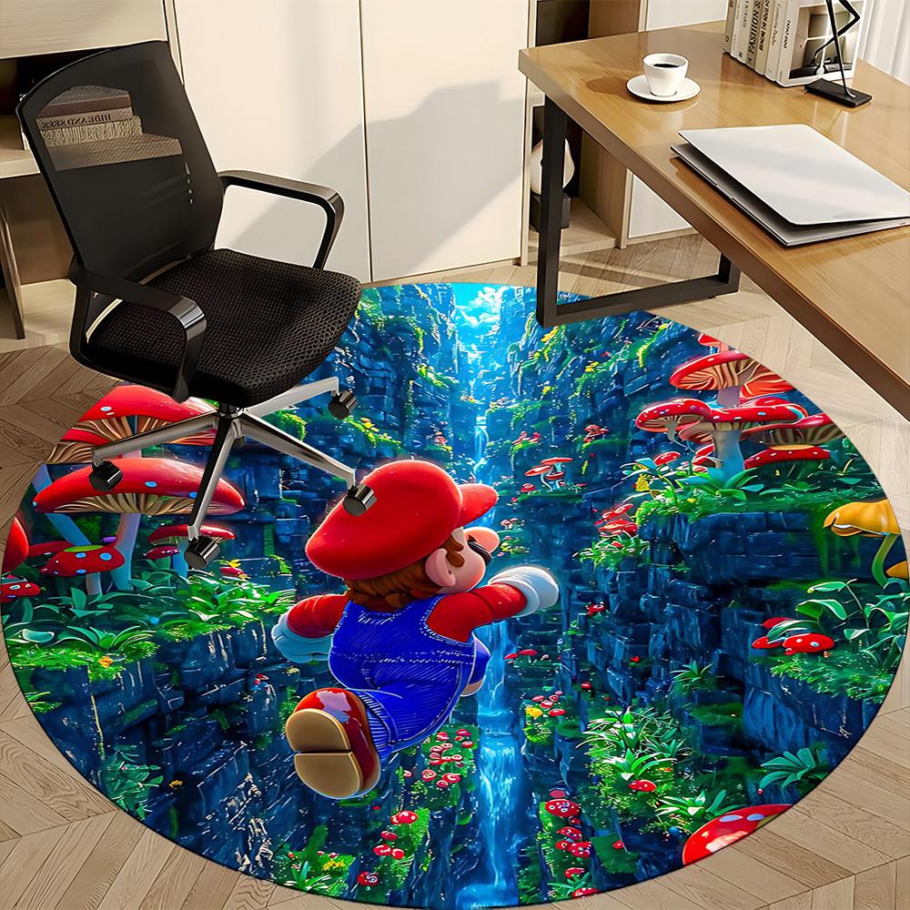 1 шт. Круглый коврик Super Mario Adventure для офиса, Нескользящий, Мягкий и прочный офисный коврик для декора интерьера, Идеально подходит для офиса, Красивое украшение