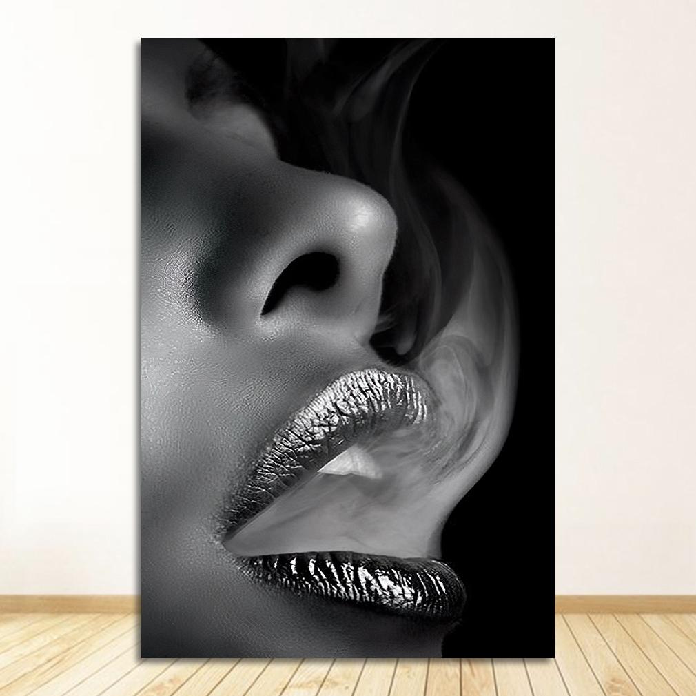Painting Women Portrait Scandinavia Posters and Prints Wall Art Pictures For Living Room Sofa Black White Lip Cuadros Canvas