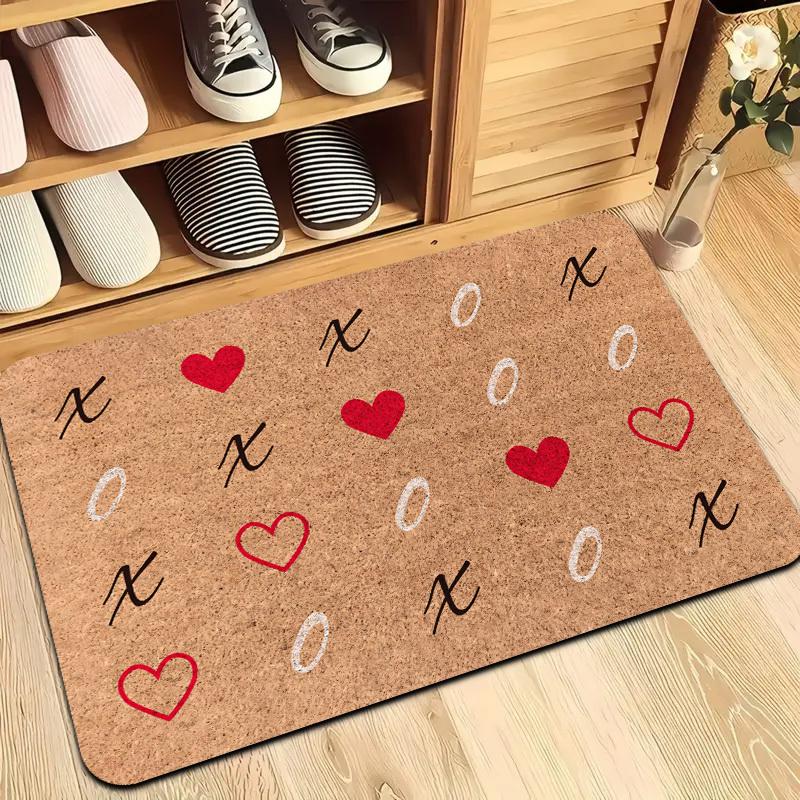 XOXO Heart Love Pattern Printed Doormat Entry Sweet Rug Anti Slip Floor Mat For Romantic Theme Household Entry Daily Decoration