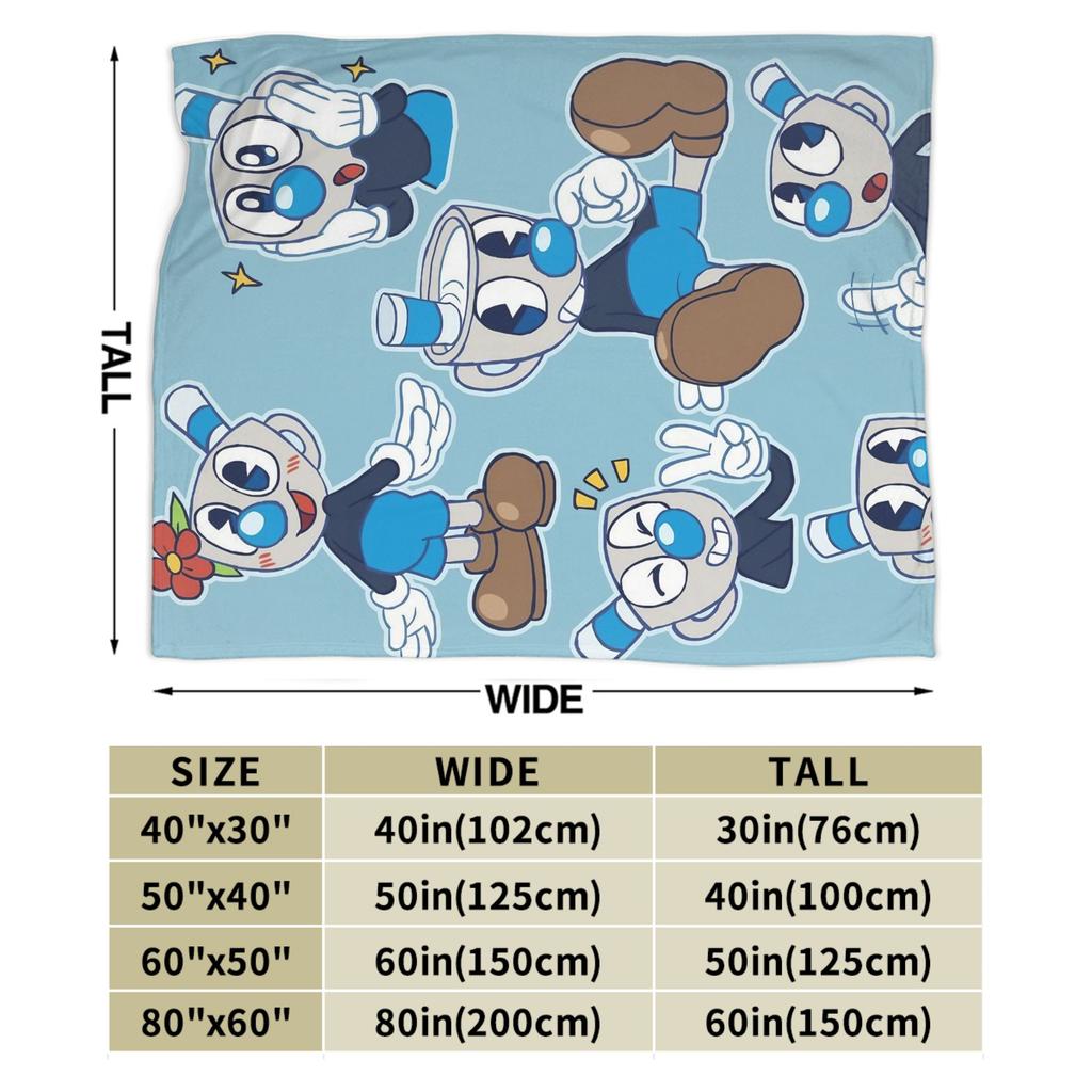 Cuphead and Mugman Blankets Fleece All Season Retro Games Multifunction Warm Throw Blanket for Bed Couch Bedspread