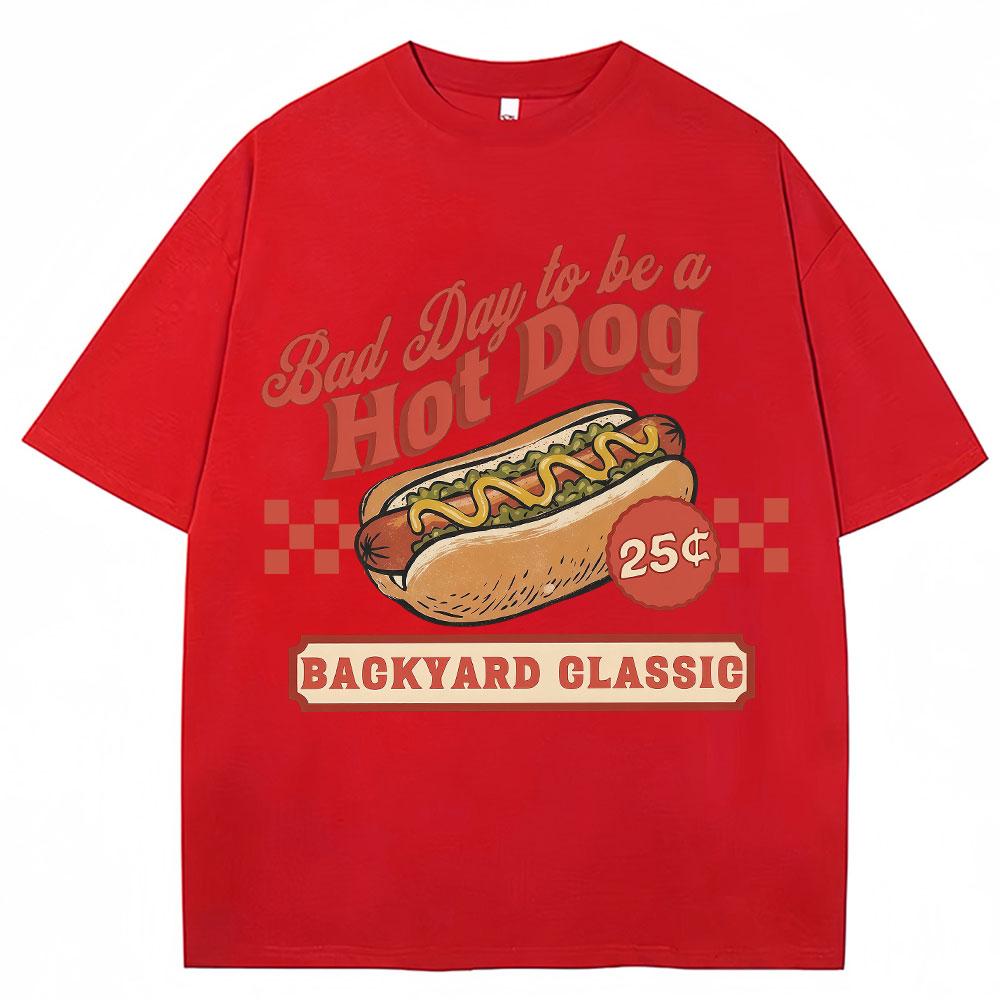 Funny Hot Dog Graphic T Shirt Bad Day Be A Hotdog Humor Tshirt Unisex Women Fashion Summer Oversized Soft Cotton Casual T Shirts