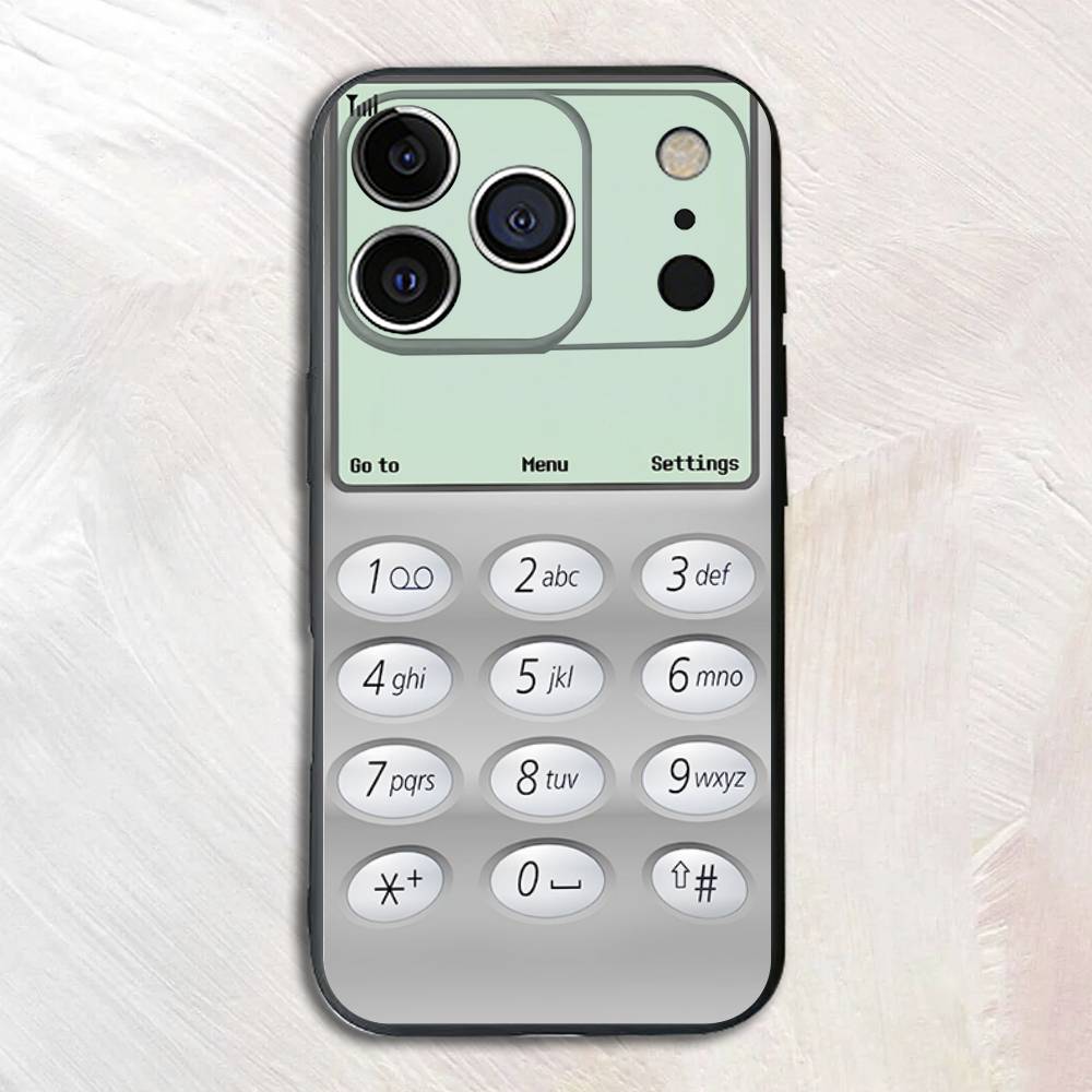 Картинка старого телефона Черный чехол для телефона Для iPhone 17,16,15,14,13,12,13,12 Pro Max Plus XS XR Силиконовый Мягкий Задний Чехол