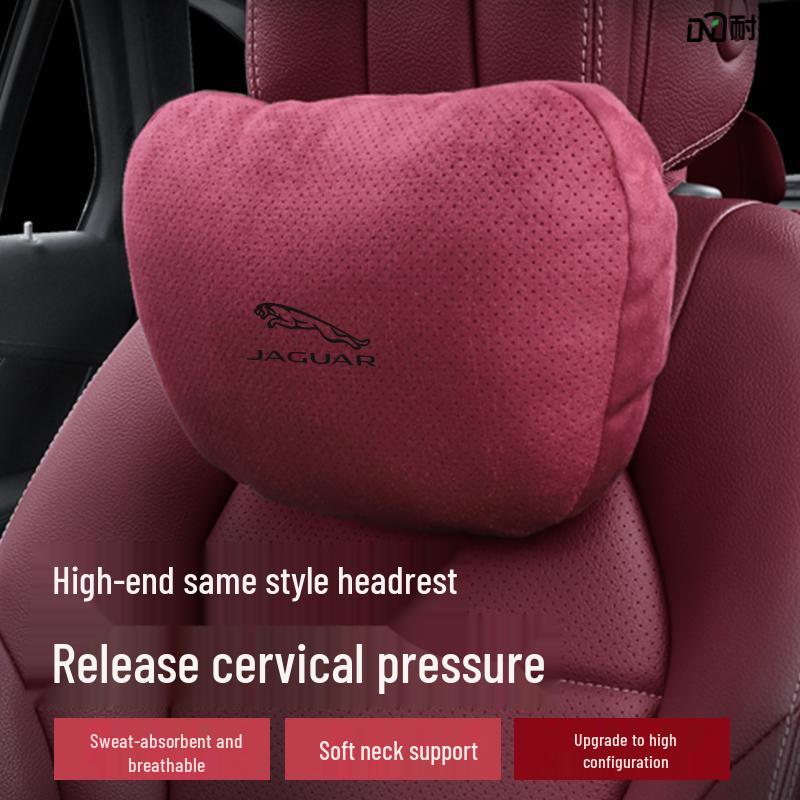 Дышащие подголовники с поддержкой шеи из замши для автомобильных сидений Jaguar XEL/XFL/F-PACE