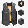 Faux Leather Waistcoat Men Motorcycle Vest Coat Warm Autumn Winter Single Breasted V-neck Sleeveless Jacket
