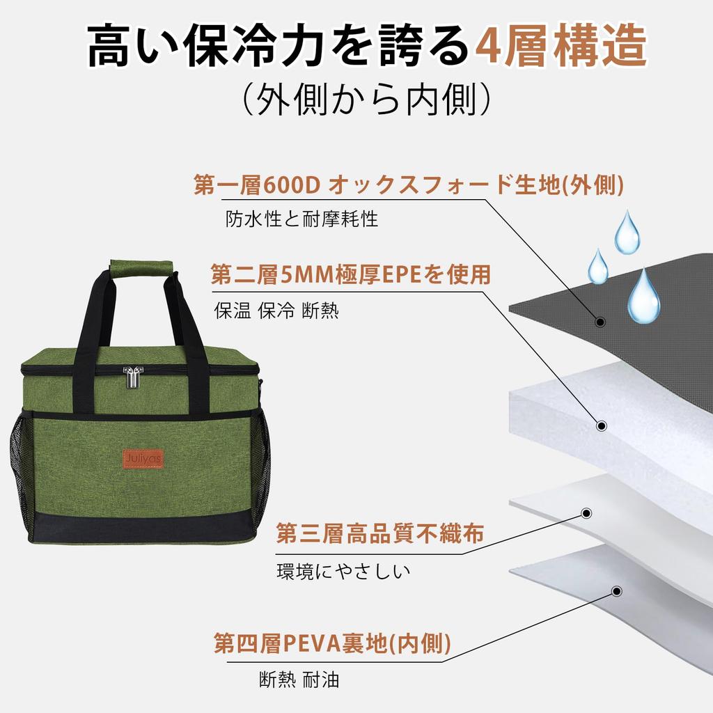 Juliyas Cooler 30 л Большой термобокс для хранения и тепла Поддерживает плечо Водонепроницаемый и подходит для улицы Подходит для Olive Box, Мягкий, Вместимость,