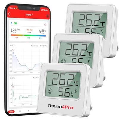 Bluetooth-термометр/гигрометр ThermoPro, цифровой термометр, беспроводной, высокая точность, большой, легко читаемые цифры, температура и влажность в смартфоне