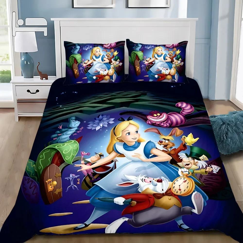 Мультяшный Алиса в Стране Чудес Пододеяльник Наволочка Алиса Принцесса Комплект Постельного Белья Взрослый Мальчик Девочка Украшение Спальни Детский Подарок