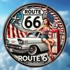 Винтажная металлическая жестяная вывеска Route 66, 8 дюймов, круглая, ретро, автомобильная, Americana, декор для стен