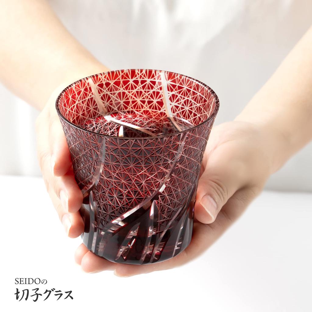 SEIDO Kiriko Glass Pair Rocks Old Shochu Сделано в высококачественном наборе Paulownia 240 мл, стекло, стекло, стекло, Япония, коробка, (Хризантема Цунаги)