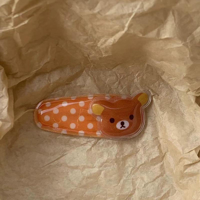 2 шт. Кавайные заколки для челки и боковых прядей Rilakkuma, мультяшные милые заколки для волос в горошек, сладкие универсальные заколки для волос, украшение для волос, подарок на день рождения