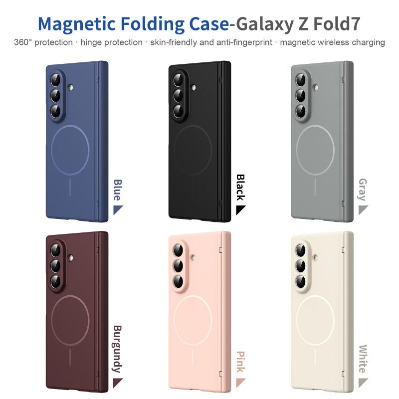 Magnetic Snap-On Case With Built-in Screen Film Galaxy Z Fold 8 Ultra 7 6 Full Coverage Protective Cover PC
