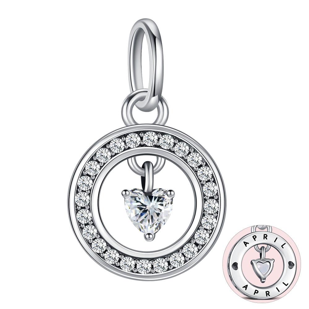 S925 Silver Lucky Month Birth stone Charm Fit Bracelets Diy For Women Pendant Colorful 12 Month Charm