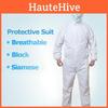 Одноразовый защитный костюм с синей лентой и нетканым материалом для защиты от пыли и химических веществ в рабочих условиях