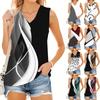 Ayollar V-bo'yinli Moda Kundalik Gul Bosmali Yozgi Jilet Top