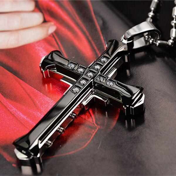 2024 Dark Knight Men's Diamond Cross Necklace