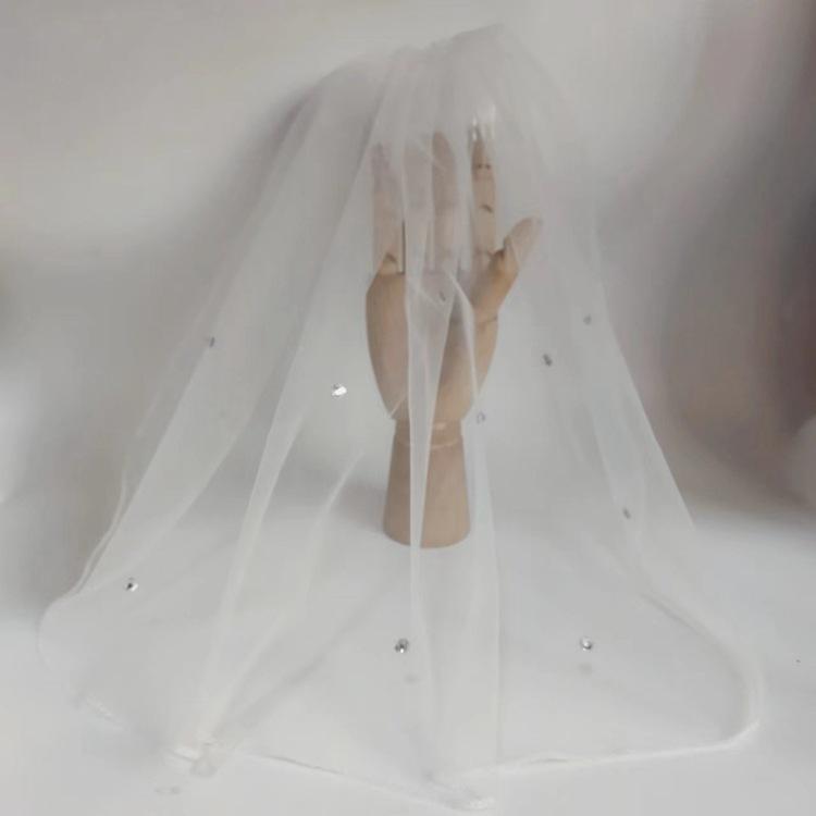 Bachelorette Party Double Layer Tulle Veil with Comb - Short Bridal & Bridesmaid Vintage Pearl Decoration