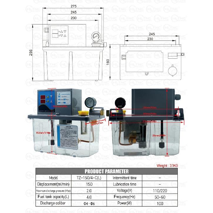 2L 3L 4L Lubricant Pump Automatic Lubricating Oil Pump with Pressure Gauge Semi Automatic or PLC control For CNC Lathe