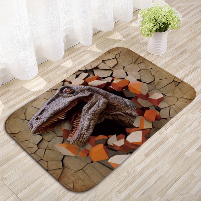 Jurassic Dinosaur Bathroom Non-slip Mat Door Entry Floor Mat Toilet Absorbent Foot Mat Dinosaur Cartoon Floor Mat