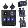 Digital Voltmeter Dual USB Port Outlet Combination 12~24V Circuit Control Blue LED Boat Car Switch Panel 2/3 Gang