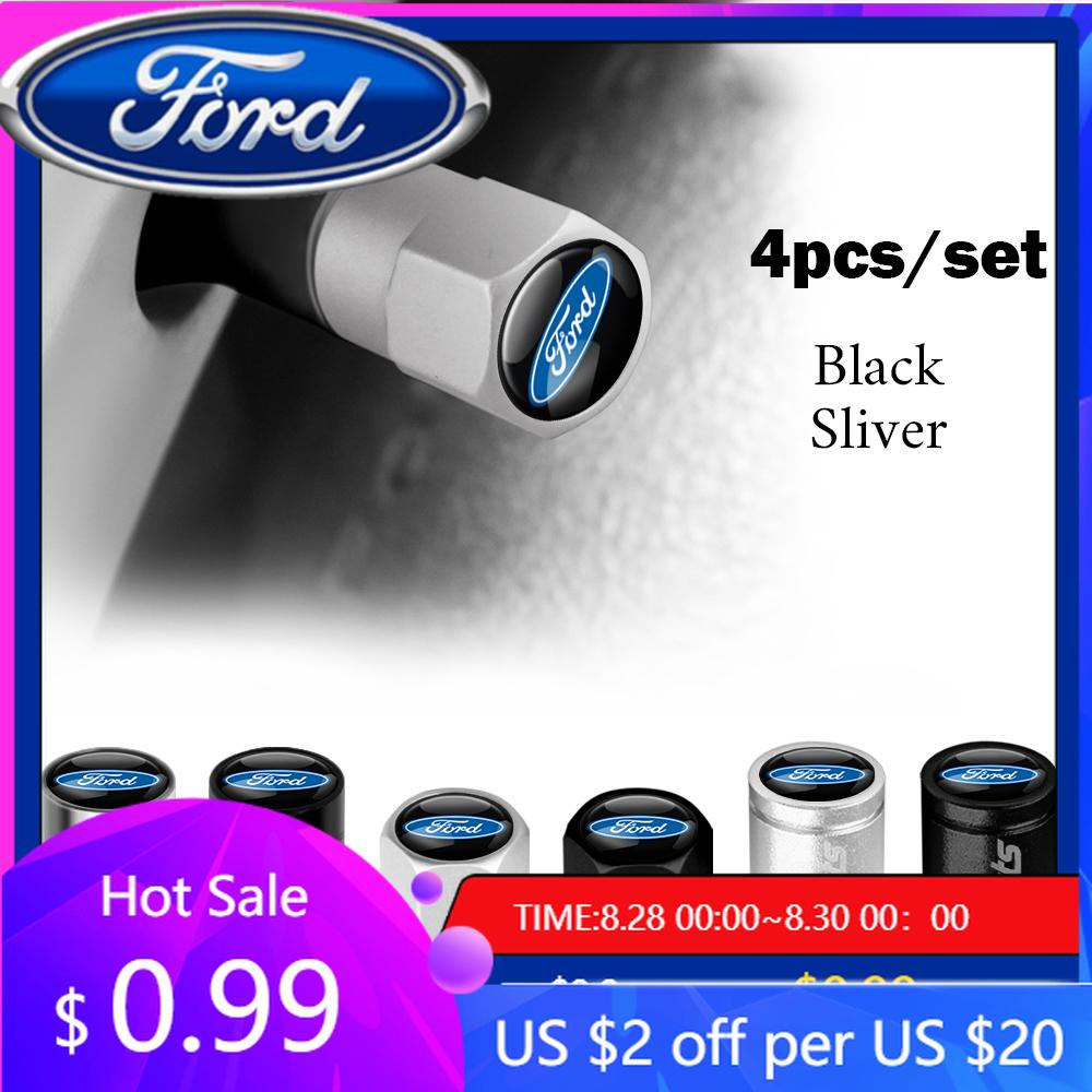 New 2026 Car Sticker 4pcs Metal Car Styling Wheel Tire Valve Air Stem Cap Covers For Ford Ranger Focus Kuga Mustang S-MAX Transi