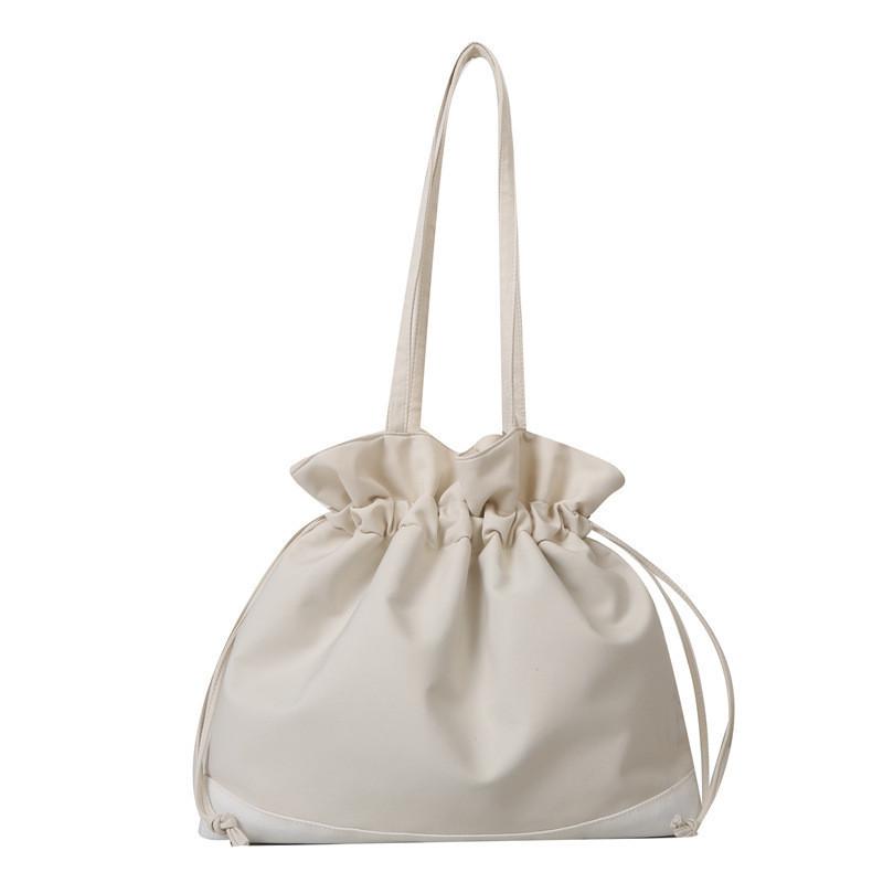 Trendy Street Style Bucket Bag For Women Winter Large Capacity White Shoulder Bag