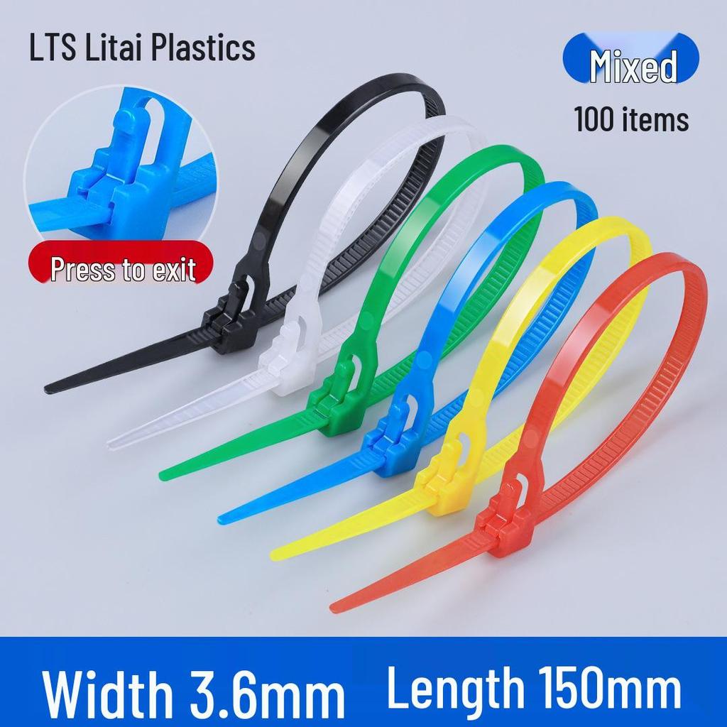 Многоразовая выдвижная нейлоновая кабельная стяжка с пряжкой - 4x150мм