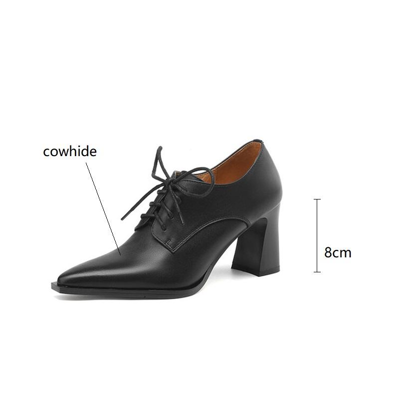 Мода Новая Весна Кожа Коровы Женская Обувь Острый Носок Женские Туфли-Лодочки Обувь для Женщин Кружево Высокие Каблуки Zapatos Mujer Лоферы Женская Обувь