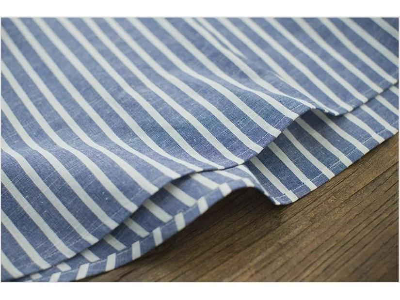 Платье-рубашка больших размеров в вертикальную полоску из хлопка и льна для женщин - осенняя мода, подходит для беременных, до 200 фунтов