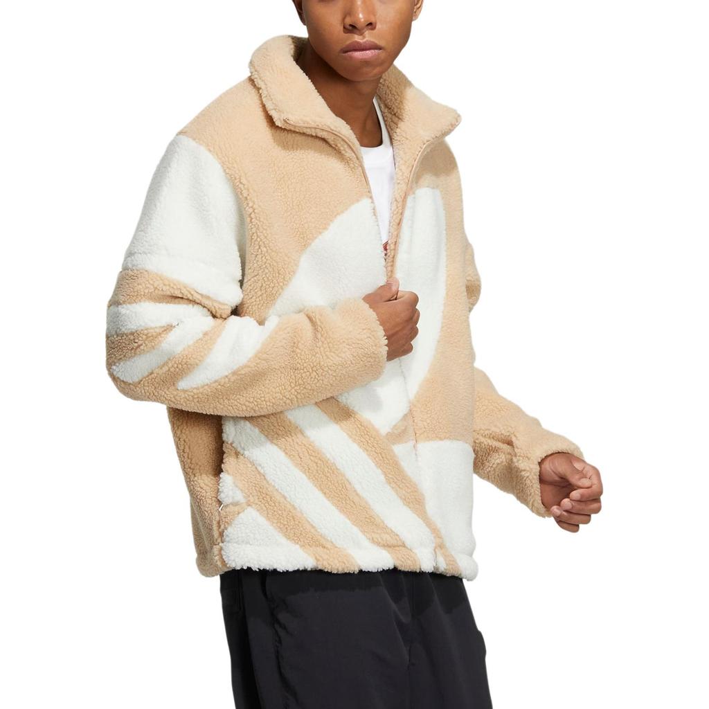 adidas Куртка Originals Trefoil с большим логотипом, утепленная флисом Шерпа, коричневая HR3487