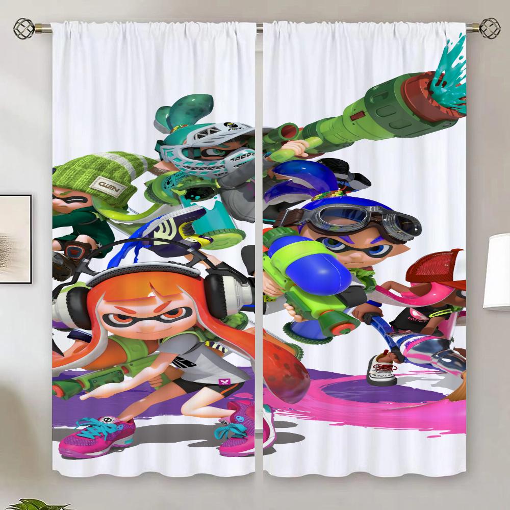 Splatoon Kitchen Curtains for Living Room 2 Elegant Pieces Blackout Curtain 100% Cheap Things With Free Shipping for Home Blinds