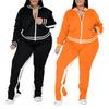 2 шт./комплект женский спортивный костюм плюс размер застежка-молния длинный рукав спортивный костюм с брюками свободный крой спортивный костюм спортивный наряд для бегунов