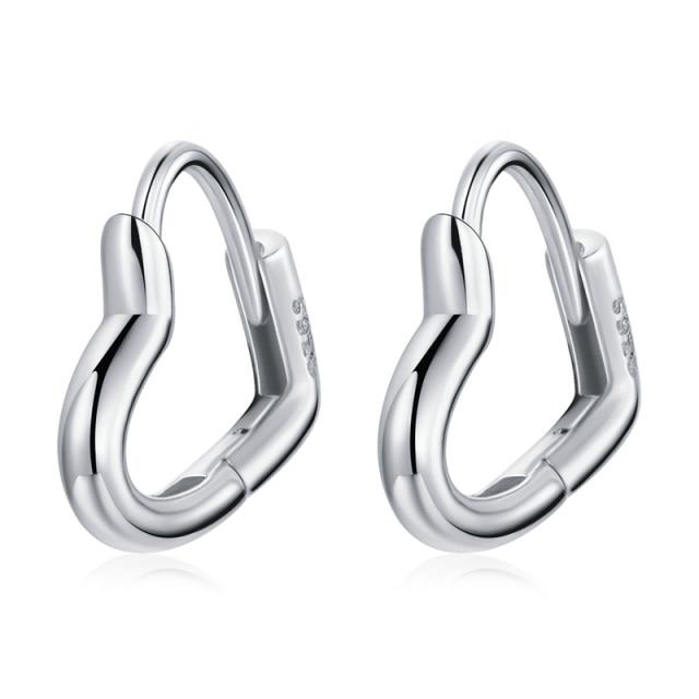 925 Sterling Silver Hoop Earrings For Women Heart Ear Hoops Real Silver 925 Jewelry Original Brand Jewelry