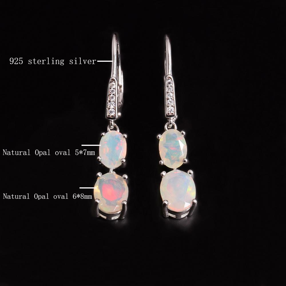 Bolaijewelry Colorful October Birthstone Natural Opal Earrings 925 Sterling Silver Fine Jewelry for Ladies and Girls Birthday Gifts