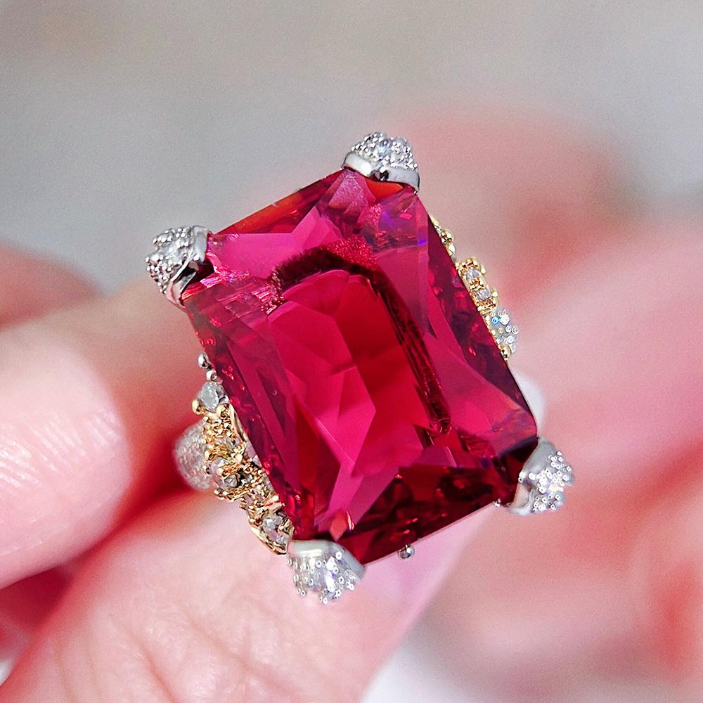 CMM Bohemia Modern Jewelry Frosted Ruby Color Open Ring Party Wedding Jewellery Gift