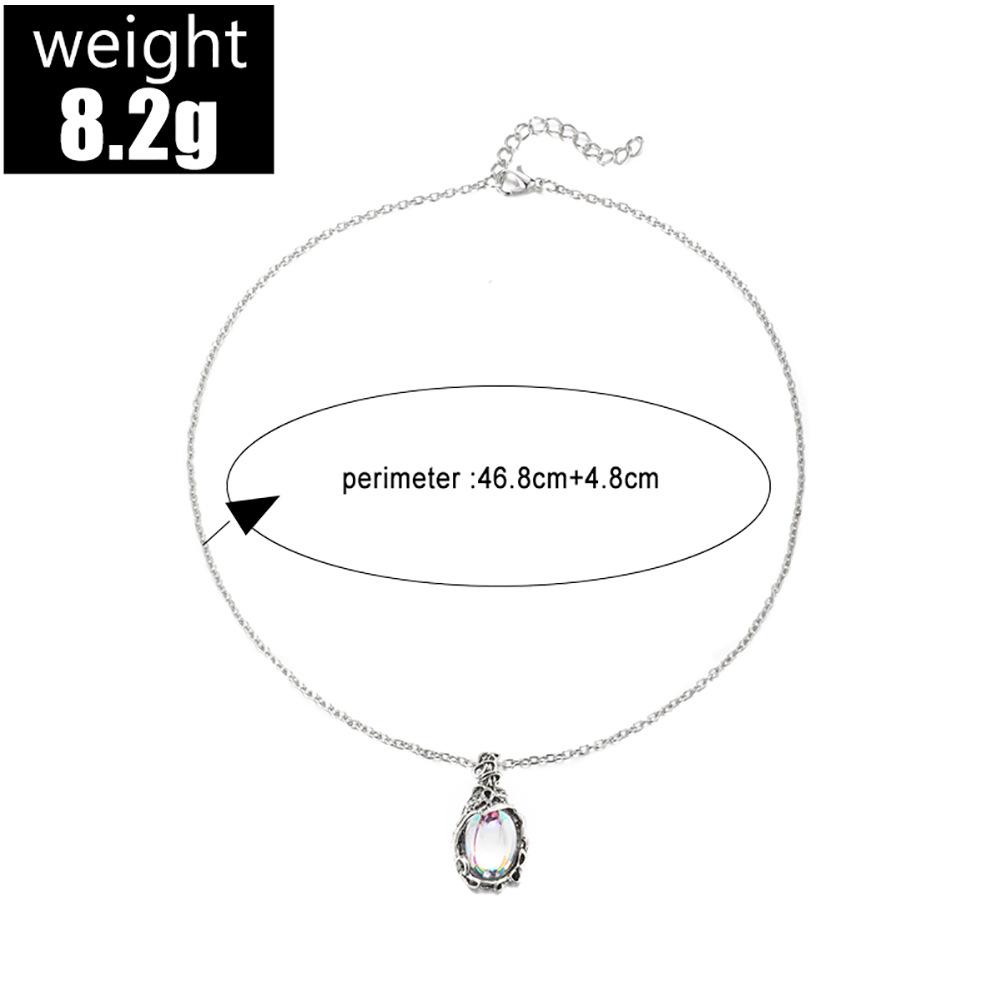 Простое ретро ожерелье с подвеской из лунного камня, модные украшения, ослепительная красочная ключичная цепочка