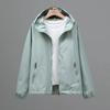 Women's Spring and Summer Solid Color Hooded Zipper Jacket Loose Casual Windbreaker Jacket