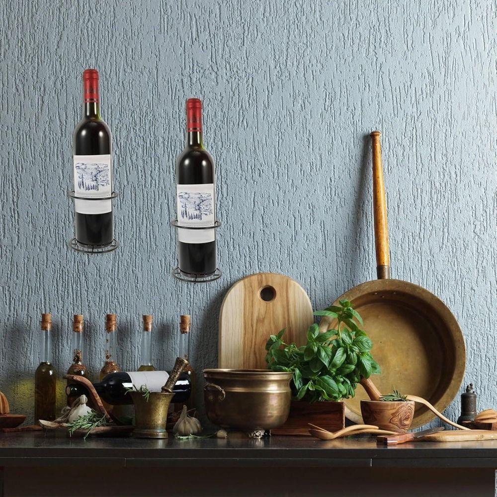 Simple Wall Mounted Wine Bottle Holder Black Wine Bottle Display Holder for Home