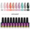 Набор гель-лаков для ногтей, 10 цветов, набор геля для замачивания с чистым цветом для дизайна ногтей, стартовый набор для начинающих, DIY дома