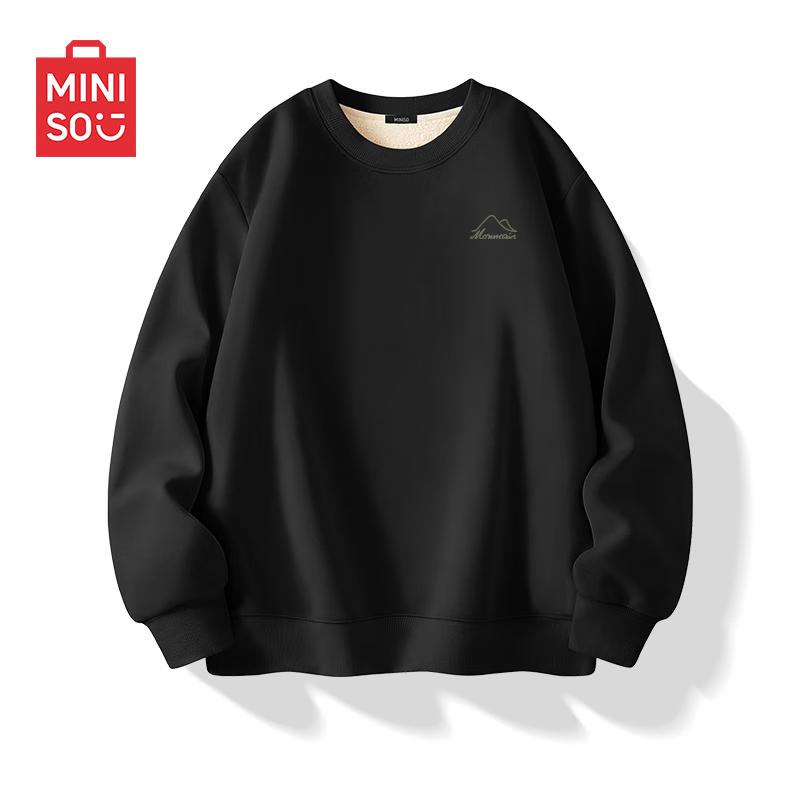 MINISO Men's Thick Lamb Fleece Crewneck Sweatshirt