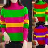 Autumn Winter Women New Fashion Straight Wide Striped Long Sleeve Top Casual Half High Neck Warm Sweaters for Women