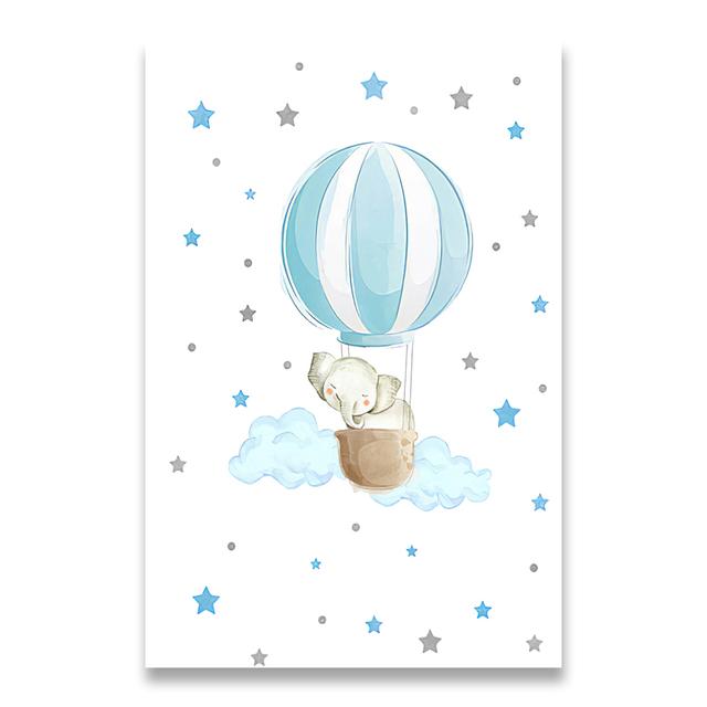 Настенная роспись для девочек, украшения для маленьких мальчиков, плакат для спальни, питомник слонов, печатное художественное оформление, живопись