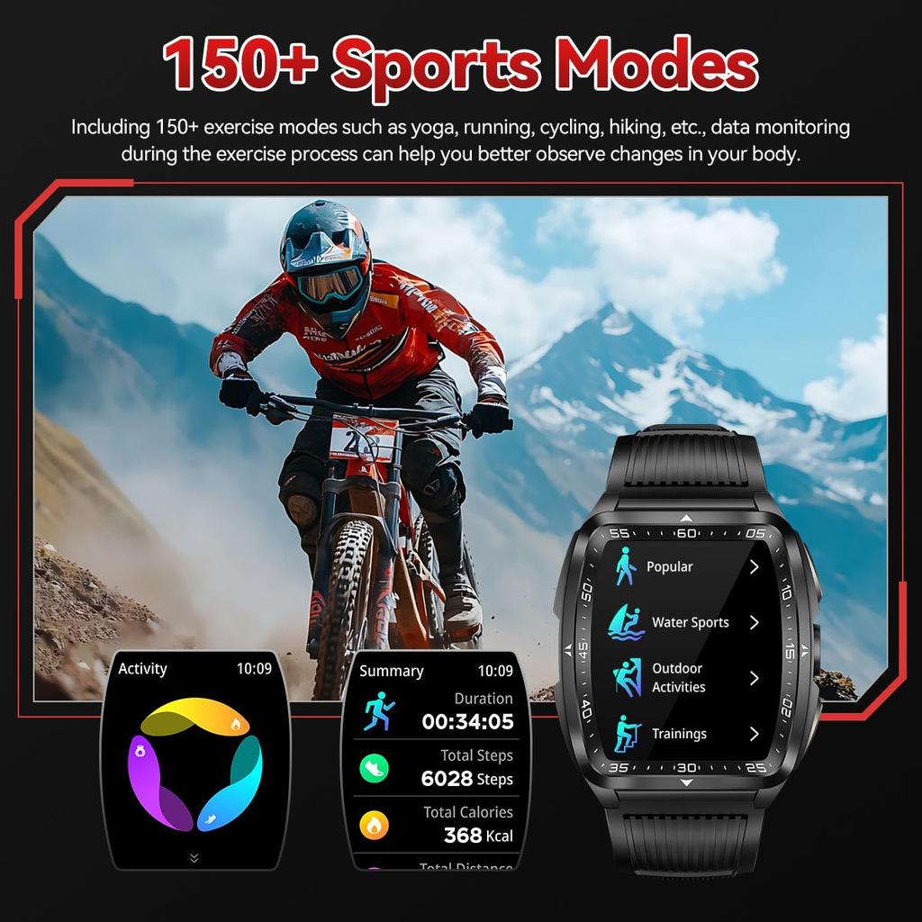 SmartWatch for Men 3ATM Waterproof with Call/LED Flashlight 2.02" HD Screen Smartwatch Compass Fitness Tracker HR/Blood Pressure Monitor Watch