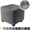 Thickened Elastic Full Pack Silver Fox Velvet Sofa Footrest Cover, Dustproof, Washable, Cat Scratch Resistant, Shoe Stool Low Stool Cover